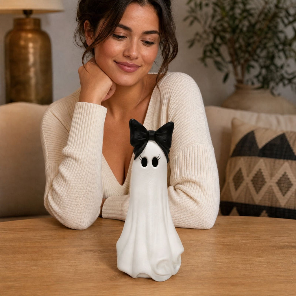 Halloween Ghost Decor 10", Witch Ghost Figurine for Porch Table, 1 Pack