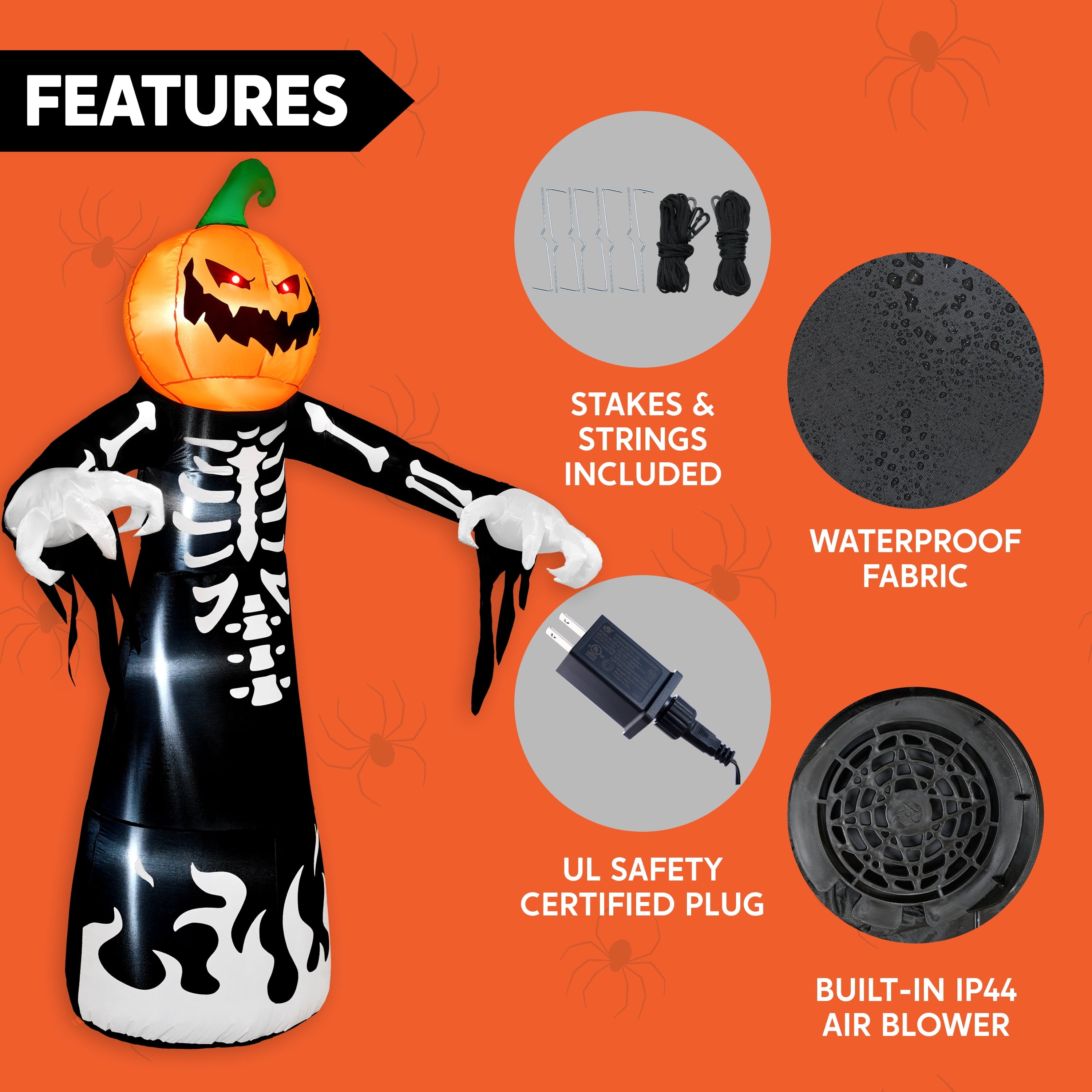 Joyfy 12 FT Halloween Inflatable Giant Grim Reaper Decoration with Built-in LEDs,Grim Reaper with Scythe Halloween Decorations Outdoor Blow Up Yard Lawn Decoration