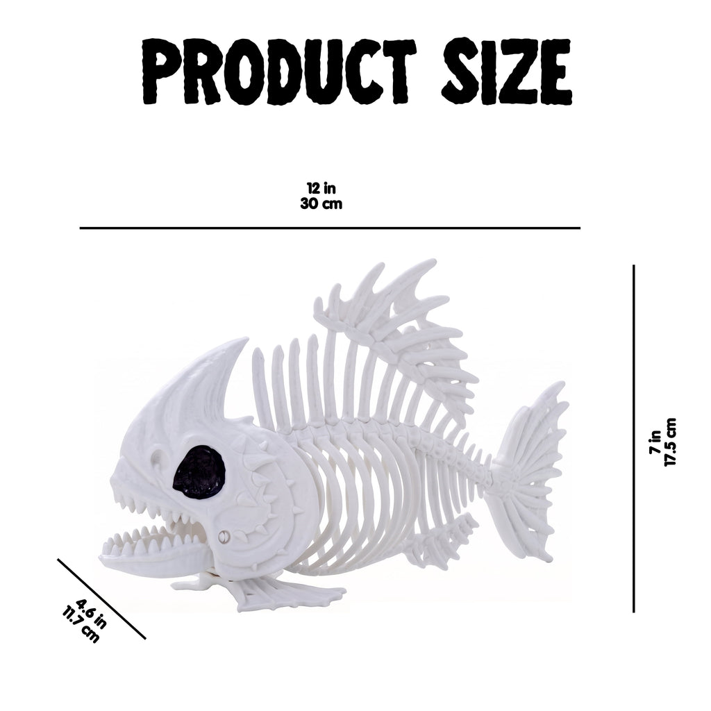 Joyfy Halloween Skeleton Fish Skeleton Halloween Decor,Plastic Skeleton with LED Eye for Halloween Decoration Outdoor Haunted House Party