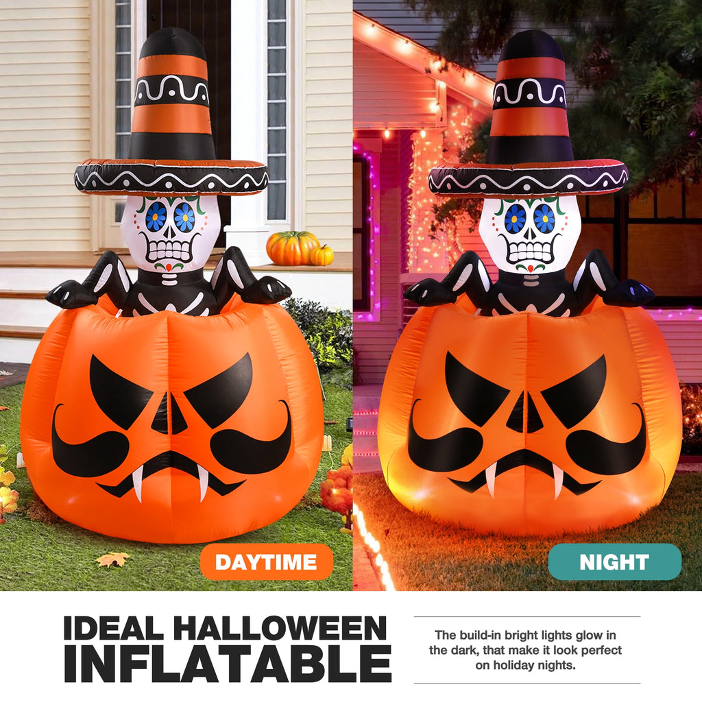 Ayieyill 6FT Halloween Festive Pumpkin Inflatable Decor, Blow Up Ornament for Indoor Outdoor Garden Lawn Yard Halloween Holiday Decoration