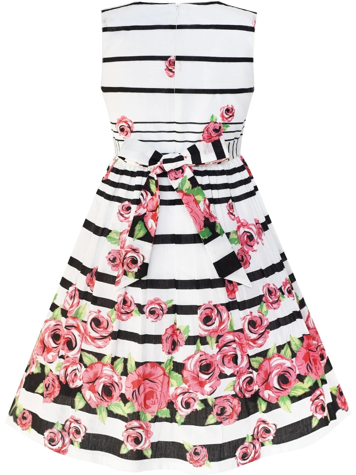 Sunny Fashion Girls Dress Sleeveless Rose Floral Butterfly Garden Party Sundress Cotton Blue 9-10 Years