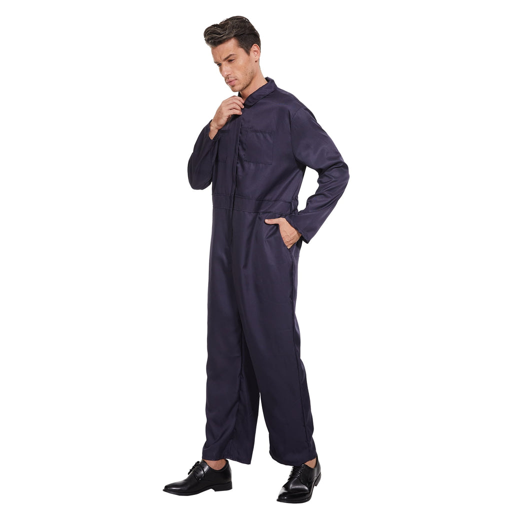 WASFDN Navy Blue Jumpsuit Coveralls Adult Men Halloween Cosplay Jumpsuit Costume,M