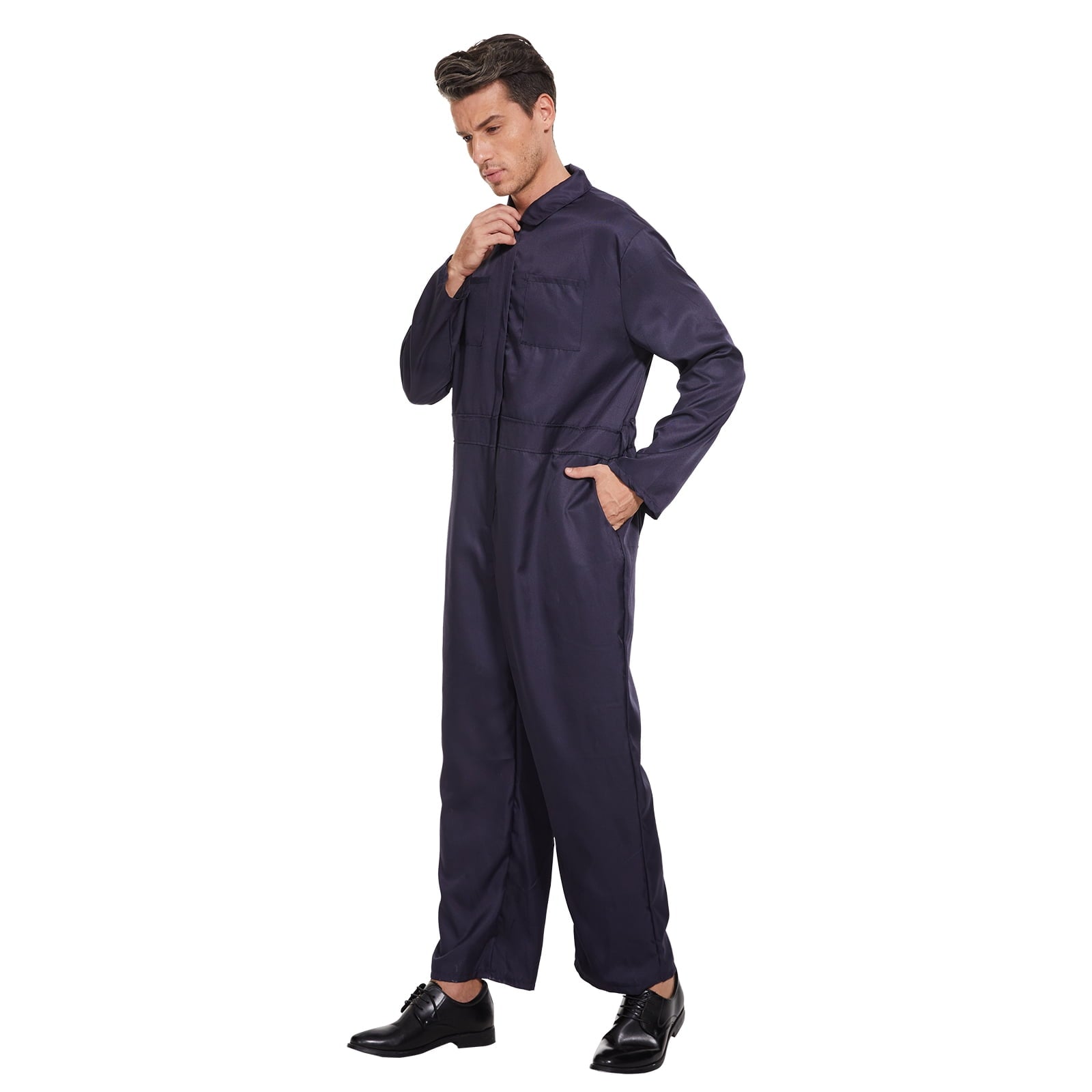 WASFDN Navy Blue Jumpsuit Coveralls Adult Men Halloween Cosplay Jumpsuit Costume,M