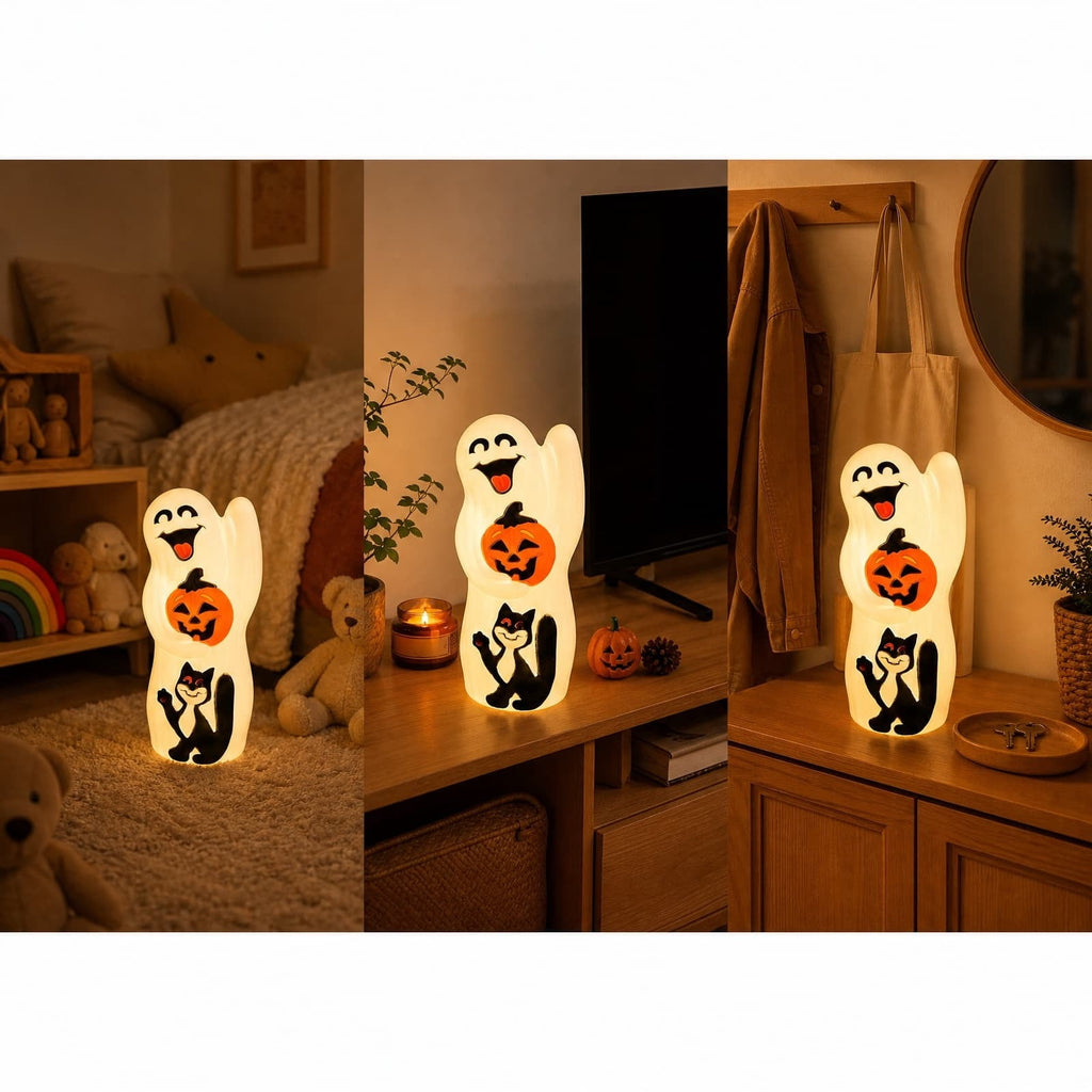 YingYouFu Halloween Blow Mold with Black Cat Night Light, Light Up Halloween Decoration & Prop for Apartment, Home & Office