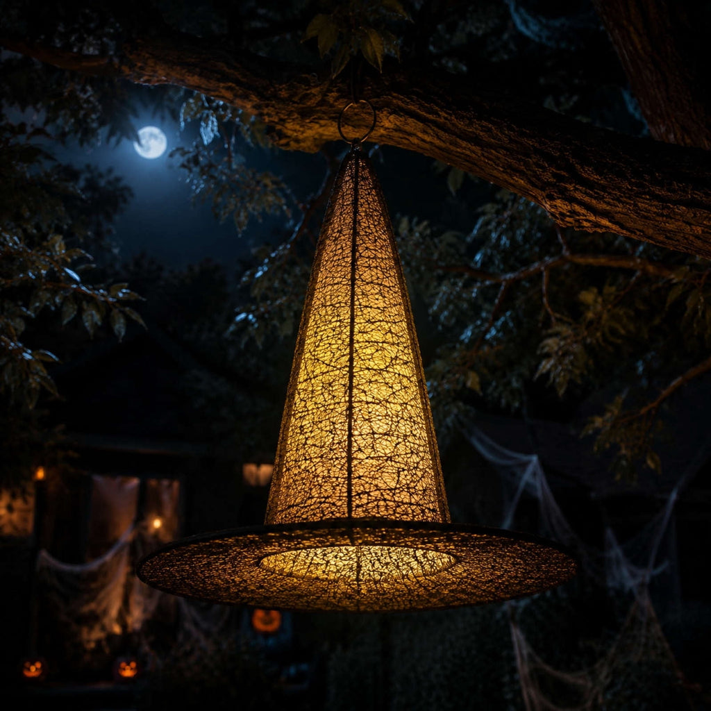 Honeplcked Lighted Hanging Witch Hats, Light Up Waterproof Halloween Decorations Hanging Lights for Indoor Outdoor Yard, Lawn, Tree, Party Supplies Decor