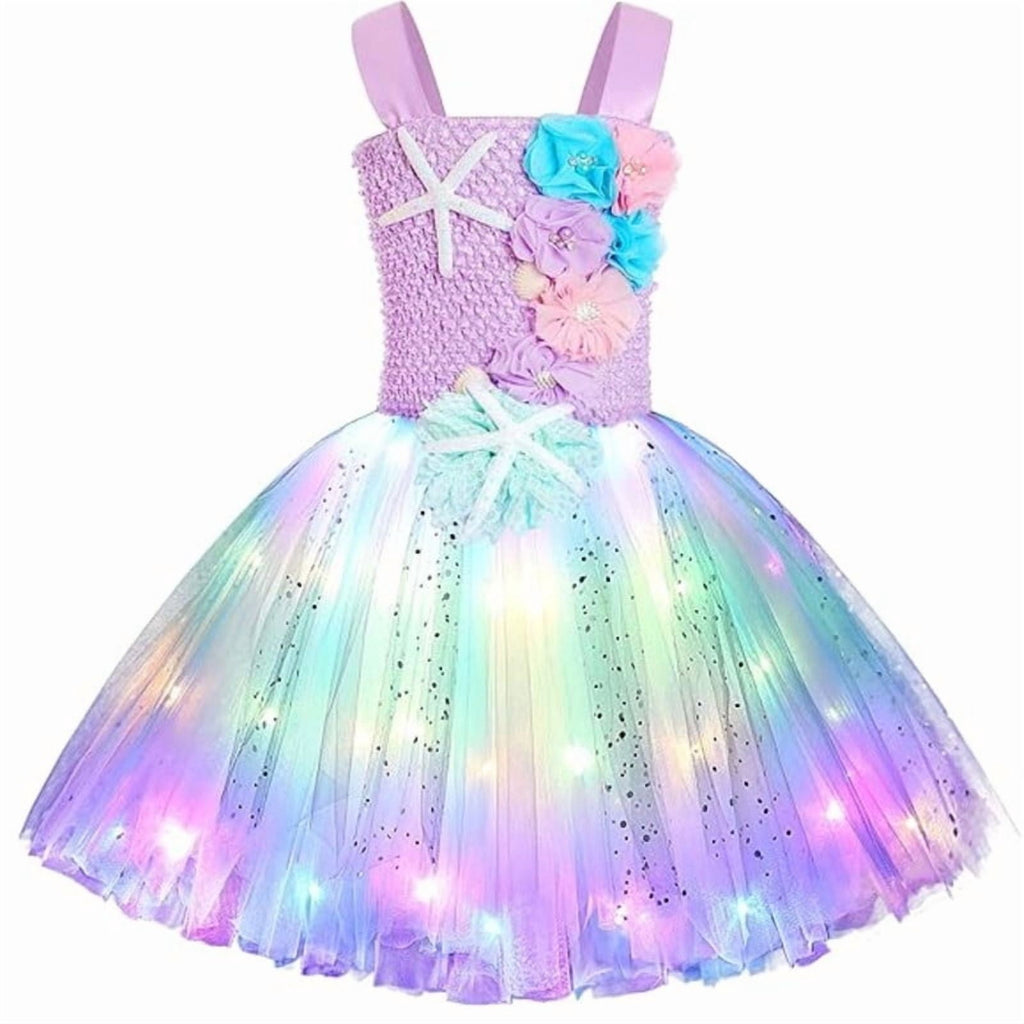 Jurebecia Princess Tutu Dress Girls Halloween Costume Color Led Light up for Birthday Party Kids 4T,3-4Years