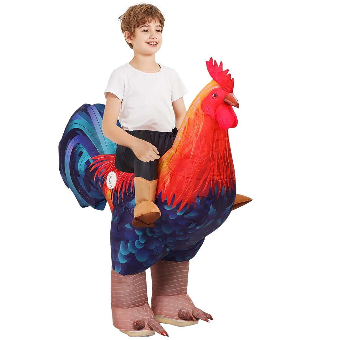 COMIN Inflatable Chicken Costume Kids Blow up Rooster Suit Funny Cosplay Halloween Costume for Unisex Boys Girls Party
