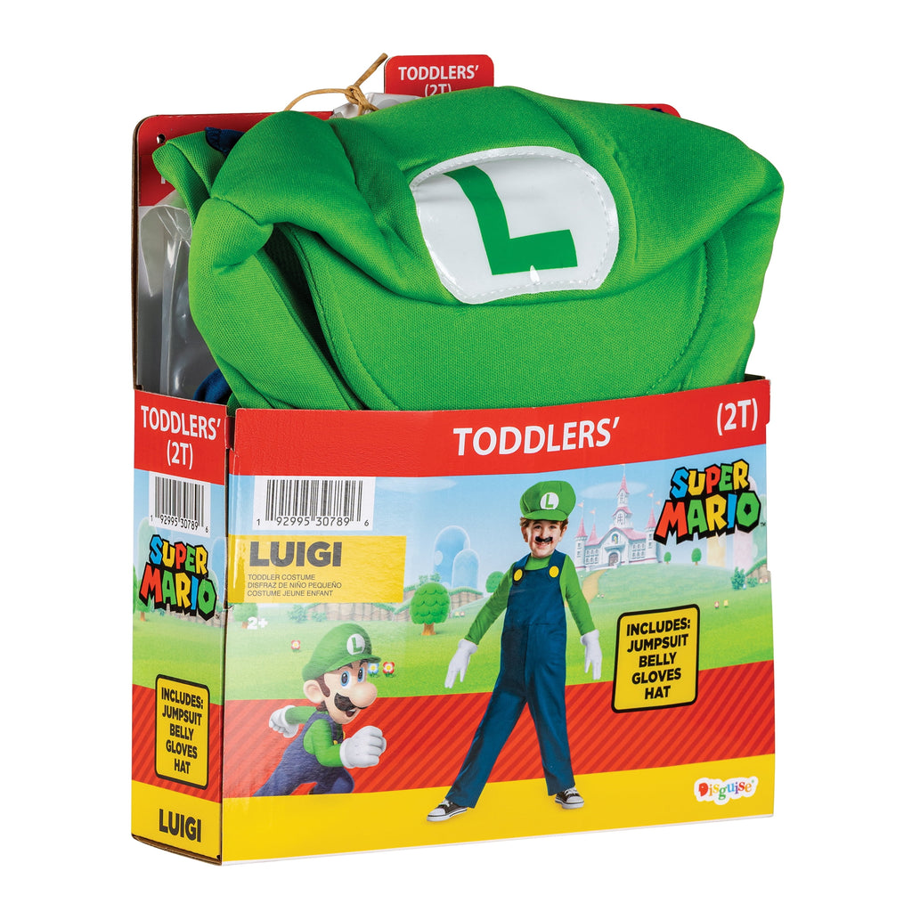 Nintendo Super Mario Bros. Luigi Halloween Costume for Children, Toddlers Size 2T, by Disguise