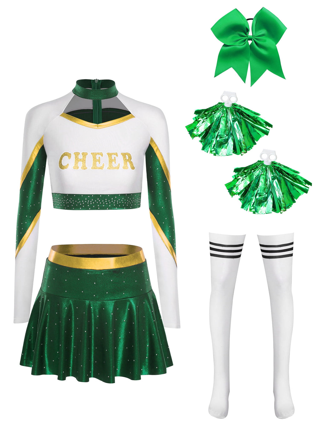 iiniim Womens Cheer Leader Costumes Set Schoolgirl Cheerleading Cosplay Halloween Party Uniform Purple XL