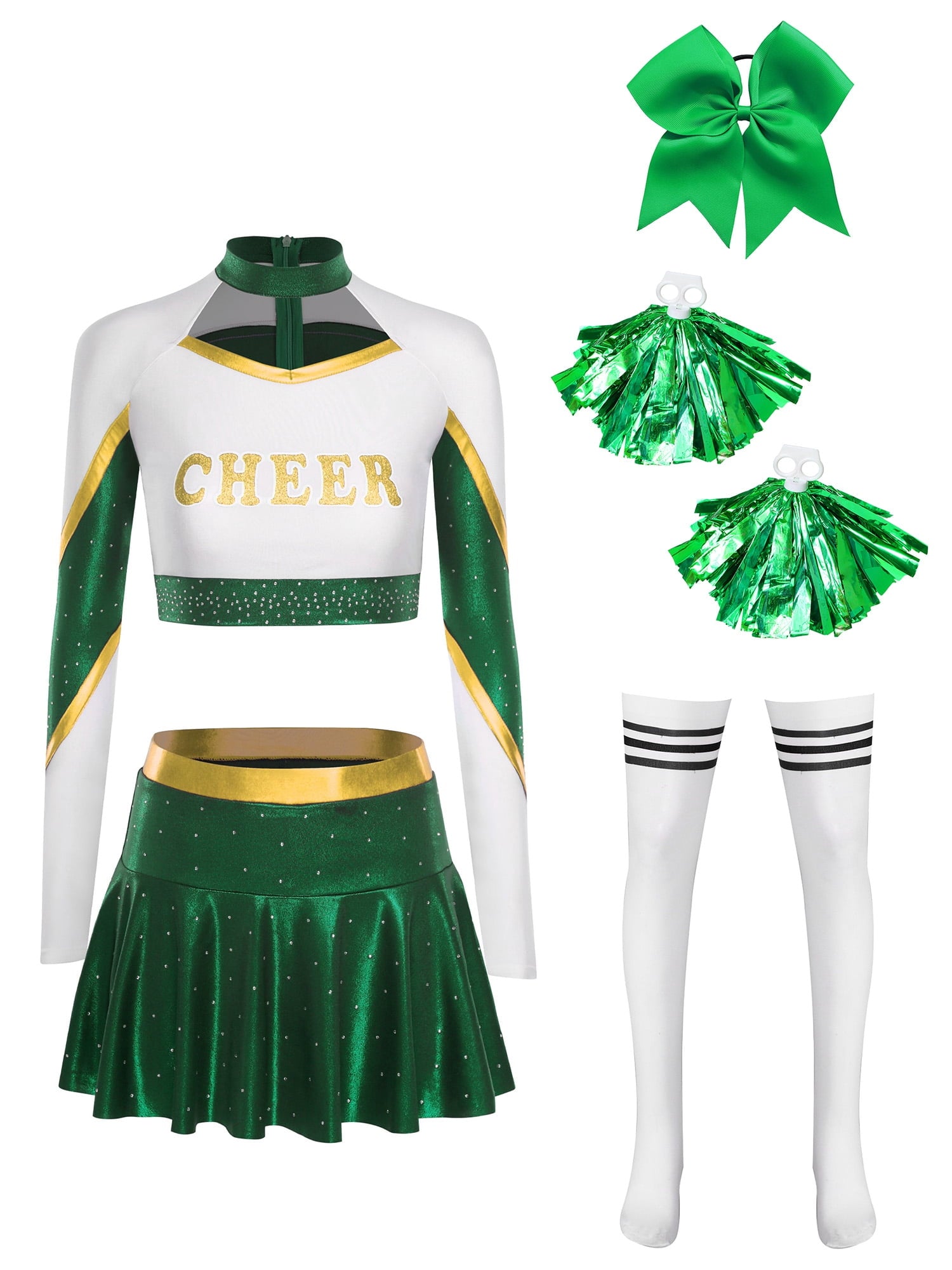 iiniim Womens Cheer Leader Costumes Set Schoolgirl Cheerleading Cosplay Halloween Party Uniform Purple XL