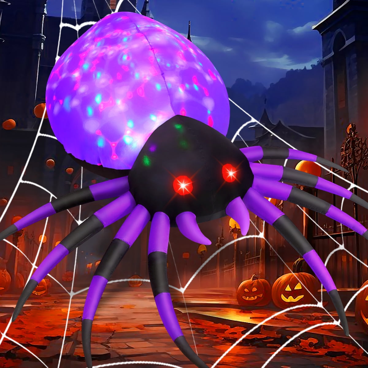 GOOSH Halloween Inflatable 5 FT Halloween Spider Inflatable, Inflatable Halloween Spider Halloween Blow Up Spider with LED Lights, Outdoor Halloween Decorations Clearance for Halloween/Holiday/Party