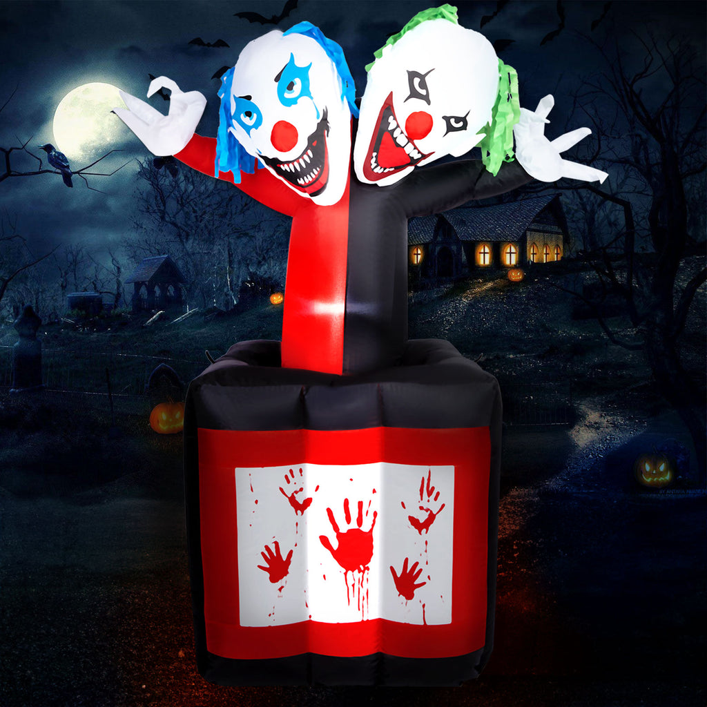 5.7FT Inflatable Halloween Inflatable Crawling Green Ghost with Tombstone Built-in LED Lights Inflatable LED Lights Blow Up Yard Decoration
