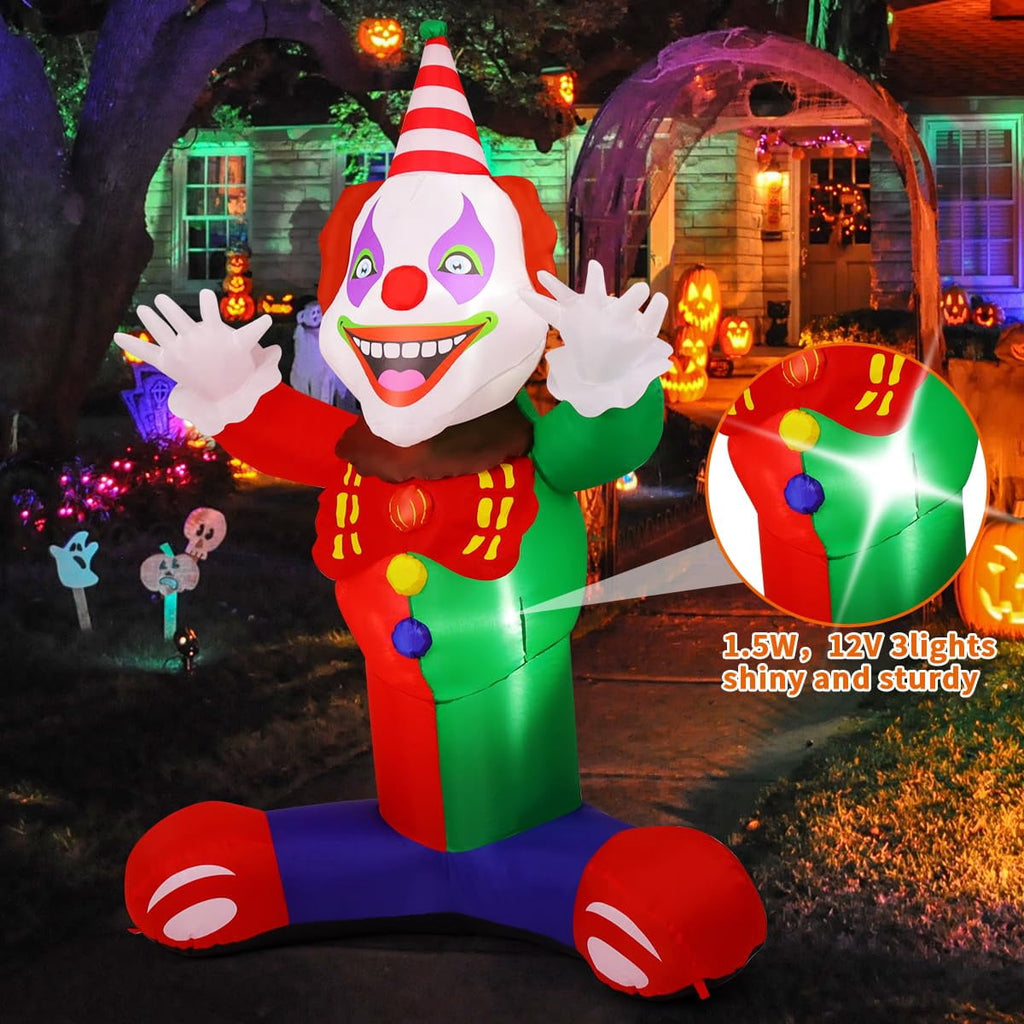 COMIN 7 FT Halloween Inflatables Outdoor Decorations Laugh Clown Blow Up Yard Decoration with Built-in LEDs for Garden Lawn Party Decor