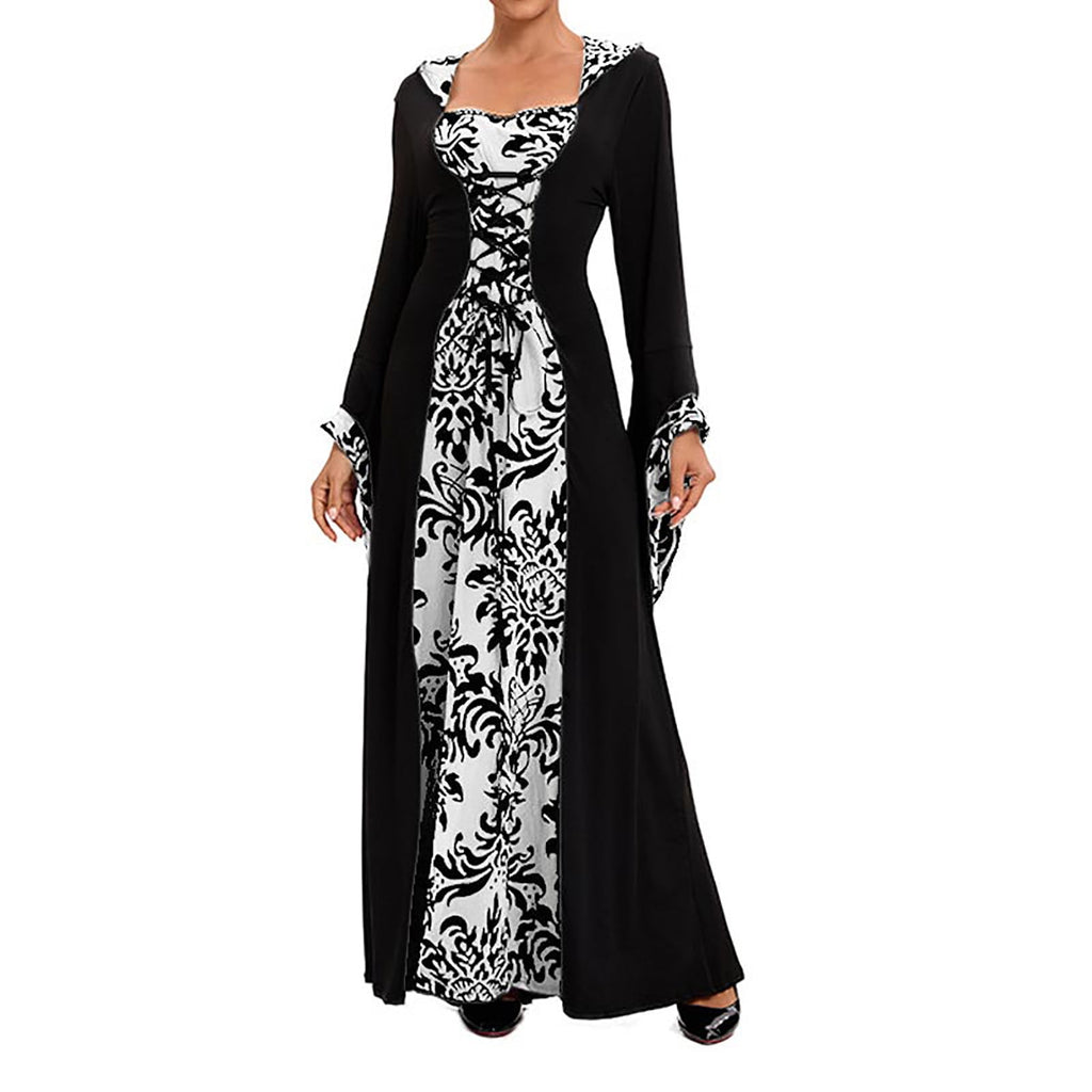 LYXSSBYX Maxi Dresses for Women Women's Long Sleeve Neck Dress Floor Length Cosplay Dress Plus Size Dress