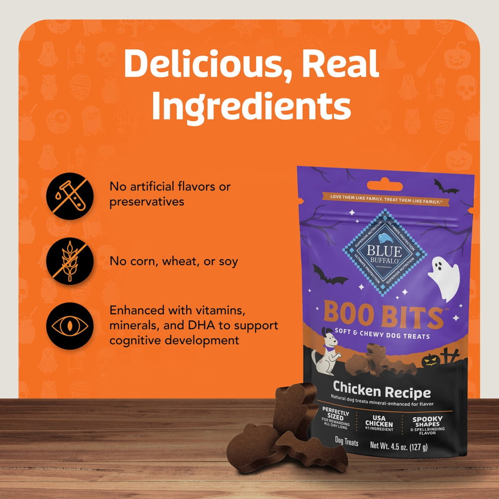Blue Buffalo Boo Bits Soft & Chewy Halloween Dog Treats, Tasty Chicken Recipe, 4.5-oz Bag
