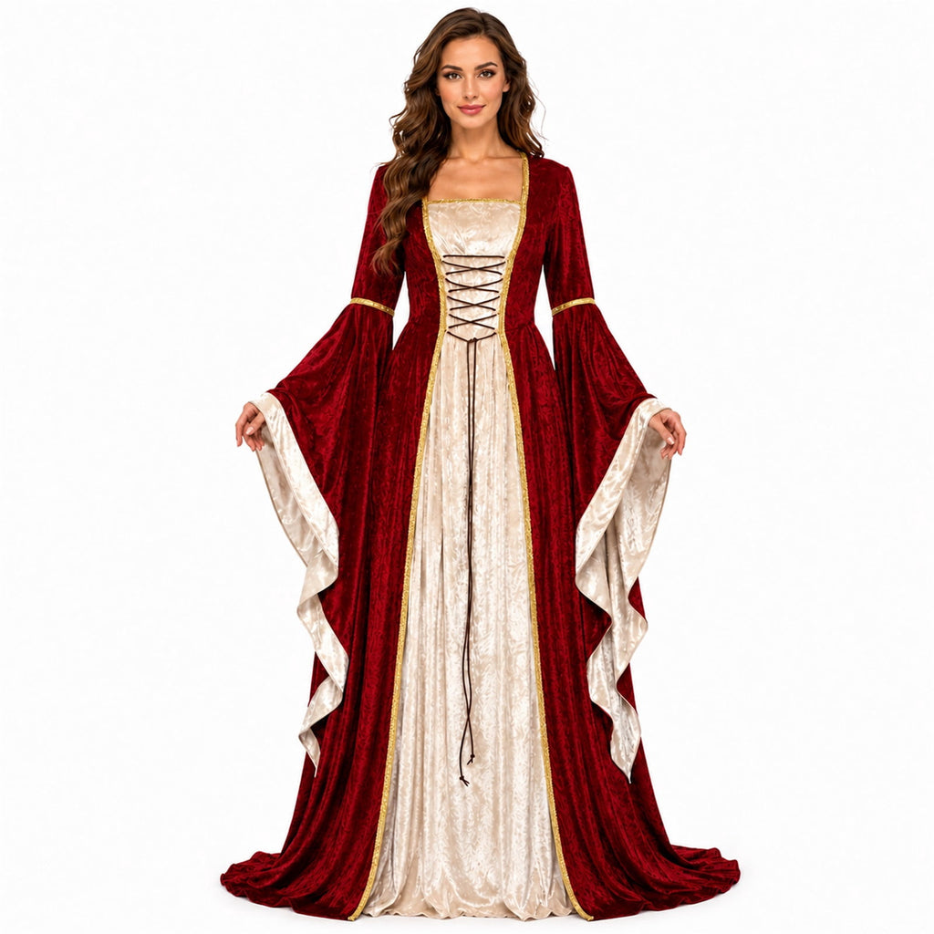 Witch Dress for Women Costume Halloween Vampire Dress 2026 Gothic Witch Costume Women Renaissance Medieval Velvet Outfit Cosplay Party White S
