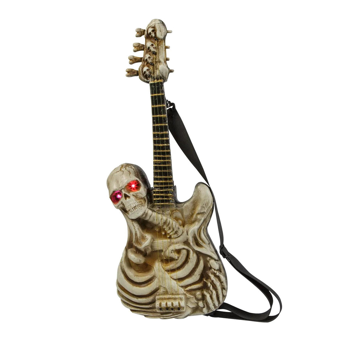 2 Ft. Light-Up Ukulele-Shaped Plastic Skeleton Halloween Decoration