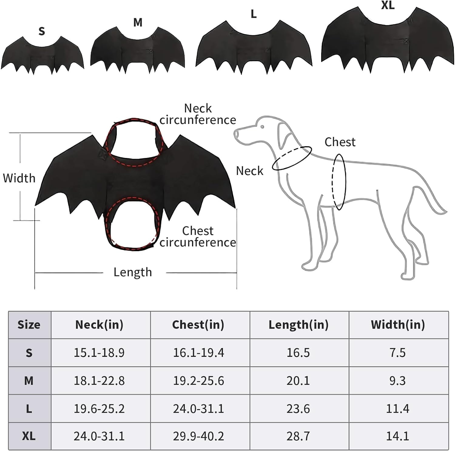 Halloween Dog Bat Wings Pet Costume for Halloween Party Decorations, Cute Puppy Dog and Cat Collar Bat Wings with Pumpkin Bells Cosplay Party (X-Large)