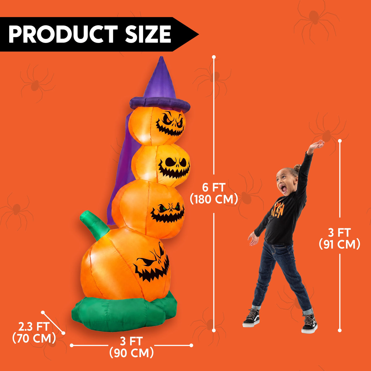Joyfy 6 FT Halloween Inflatables Stacked Pumpkins with Build-in LEDs for Porch,Halloween Pumpkin Decor Blow up Yard Decorations