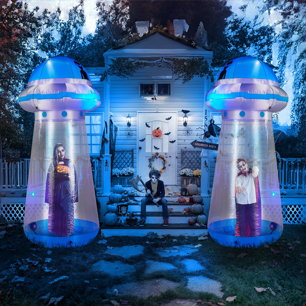 UBesGoo 9 ' Halloween UFO Outdoor Halloween Inflatables for Patio Garden Photo Shoot