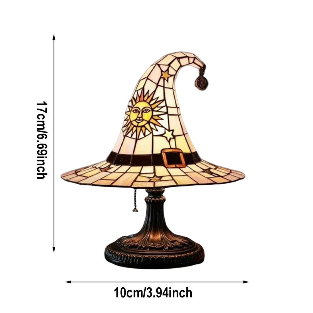 Clearance Halloween Table Lamp Decorations, Witch Hat Lamp Gifts - Handcrafted Retro Resin Witch Lamp, USB Powered Gothic Wizard Hats Night Light, Home Decor Accent Lamps for Bedroom