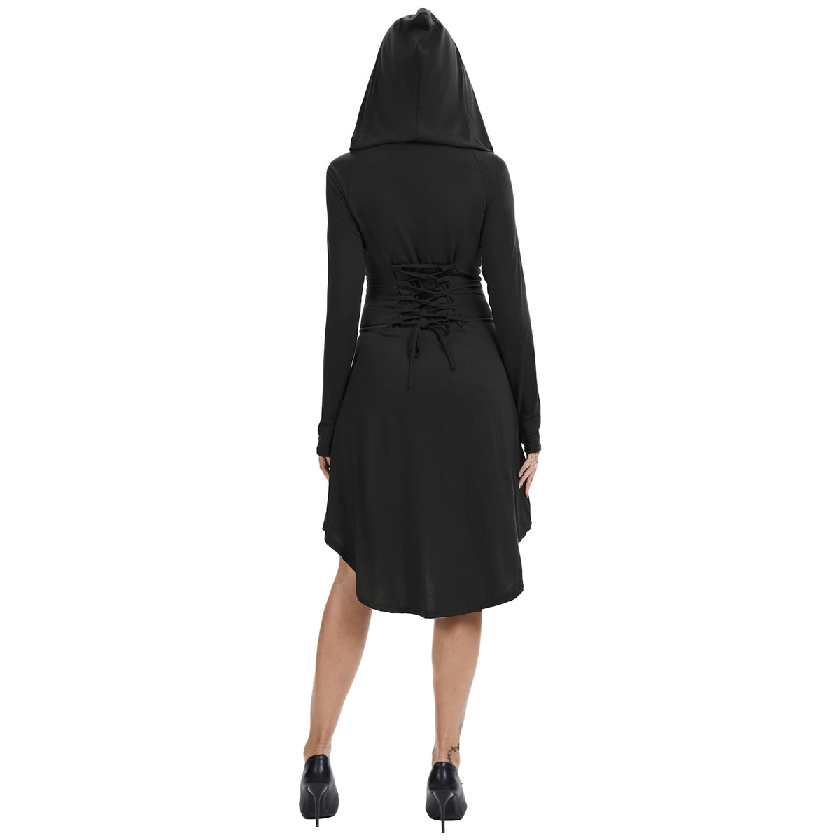 WASFDN Womens Renaissance Costumes Hooded Robe Lace Up Renaissance Dress Women Halloween Vintage Medieval Cloak(Green,L)