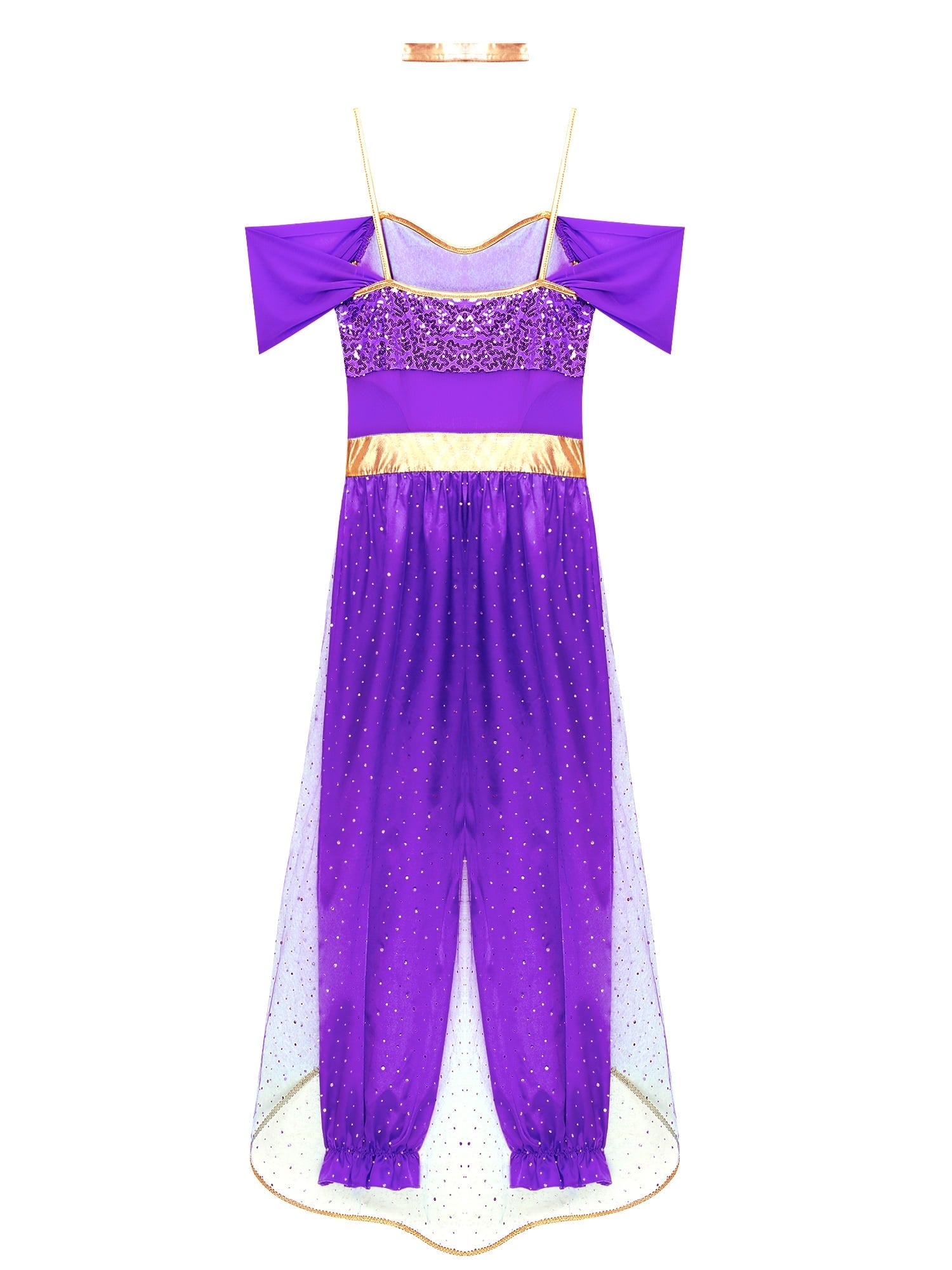 YiZYiF Women's Arabian Princess Dance Costume Halloween Party Fancy Dress Shiny Belly Dance Jumpsuit Turquoise B M