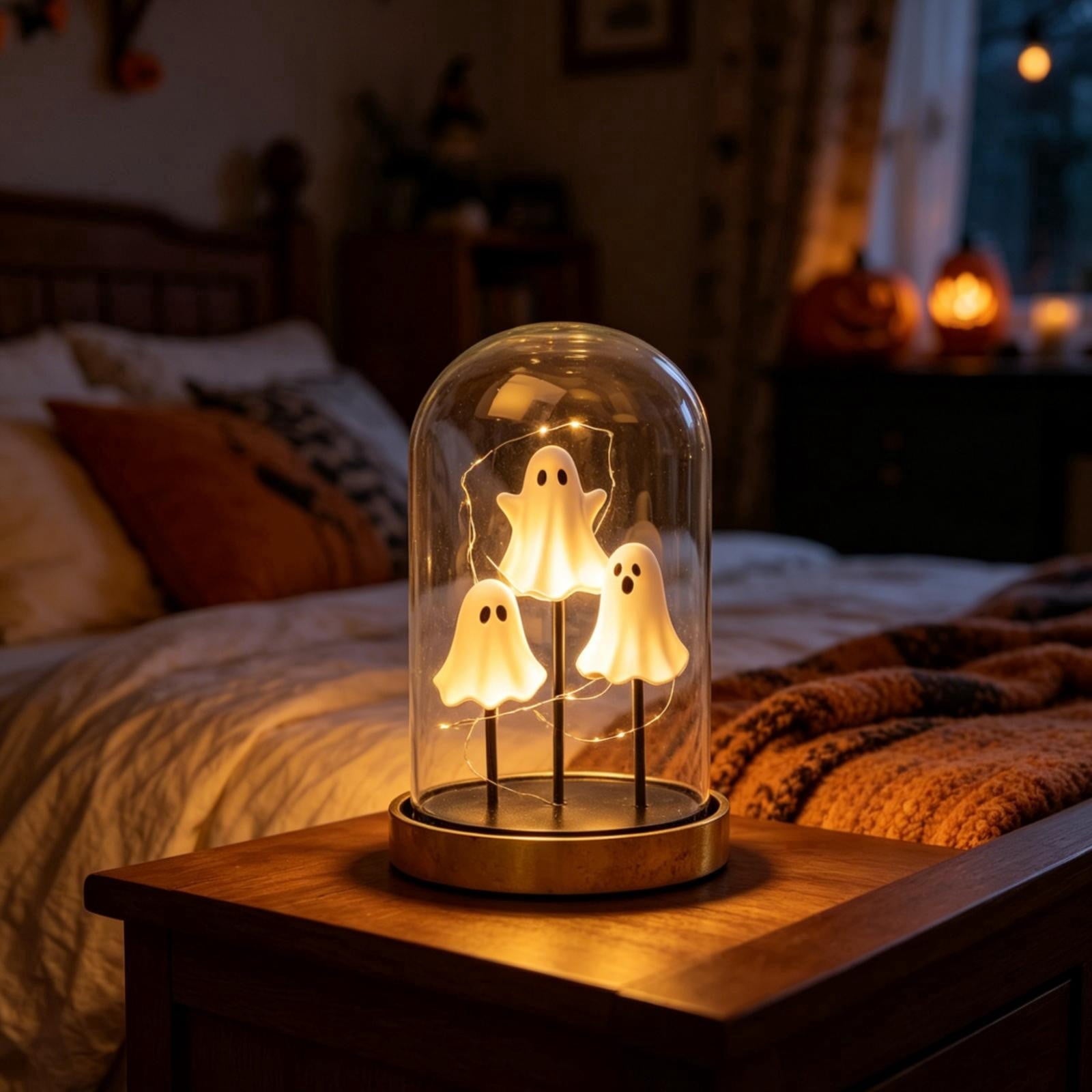 Clearance Halloween Ghost Bubble Bath Lamp, Cute Bathtub Ghost Night Lights for Halloween Decor, Reading Books Nightlight, Halloween Decorations for Indoor Readers & Book Lover Desk Home Party Gifts
