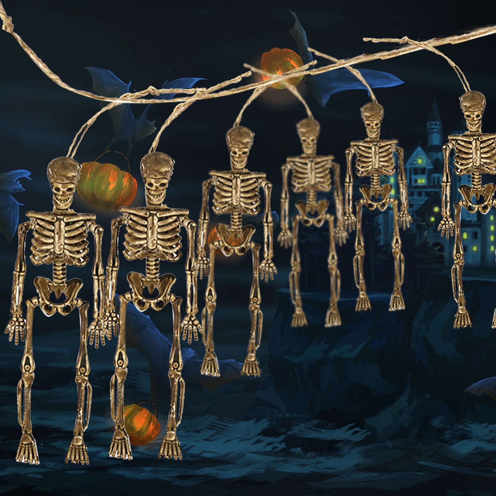 Darzheoy 8 Pack Halloween Skeleton Decorations, Halloween Skeleton with Movable Posable Joints, Skeleton for Yard Garden Props Decor