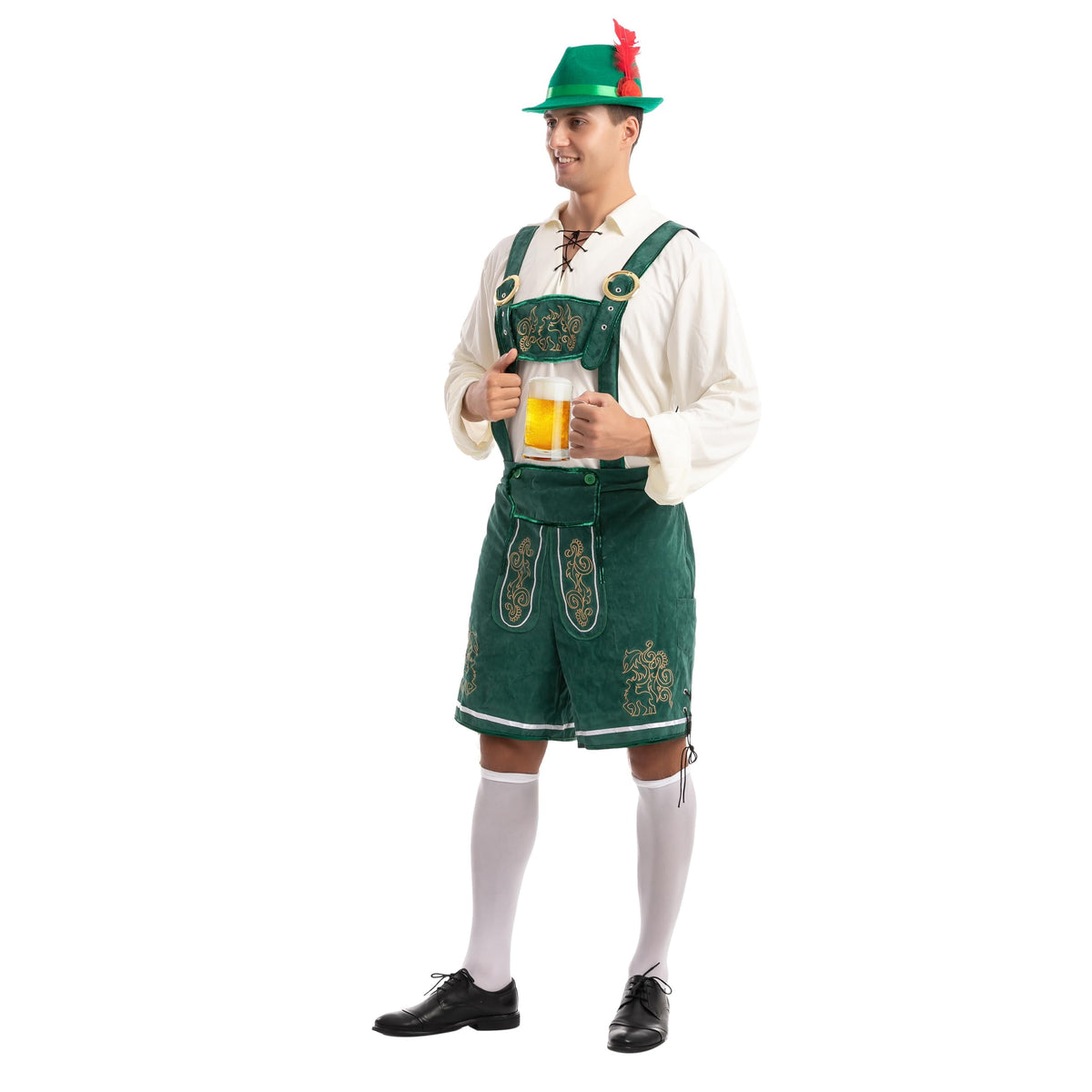 Joyfy Men's German Bavarian Oktoberfest Costume Set, Beer Costume Hat for Adults Halloween Fancy Dress Costumes and Beer Festival