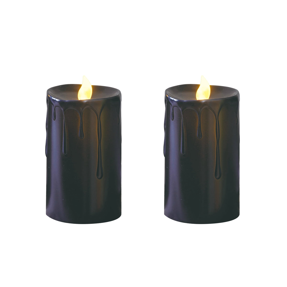 Battery-Operated Warm White LED Flameless Candles, Black, 5.5", 2 Count, Halloween by Way To Celebrate