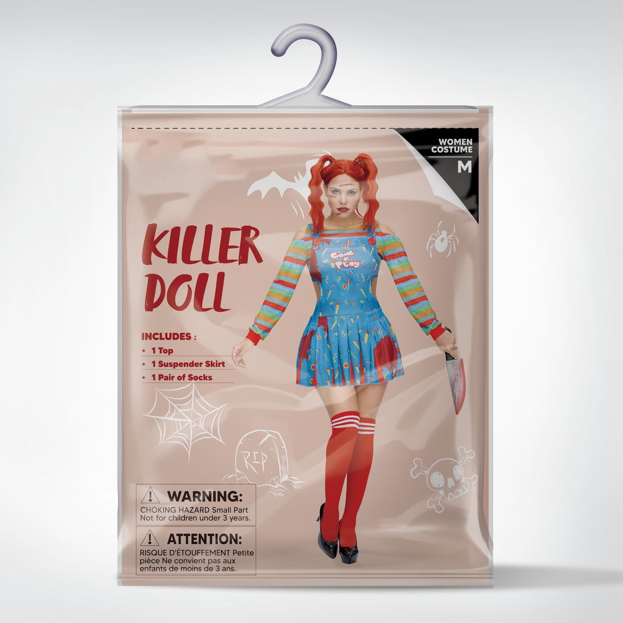 Joyfy Creepy Doll Costume for Women, Family Matching Killer Doll Costume for Halloween Fancy Dress up Cosplay