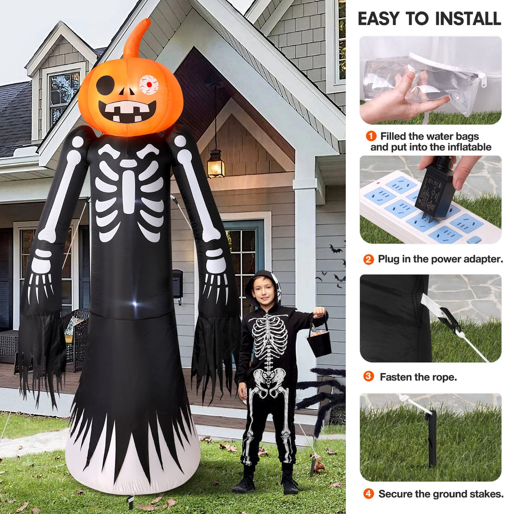 Ayieyill 10FT Halloween Inflatables Blow up LED Giant Red Ghost for Outdoor Halloween Yard Inflatables Garden Yard Lawn
