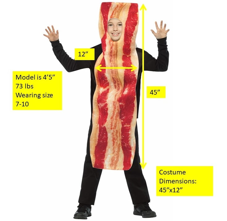 Rasta Imposta Bacon Strip Kids Halloween Costume, Girls and Boys, Red, Child Size 7-10, 7192-710