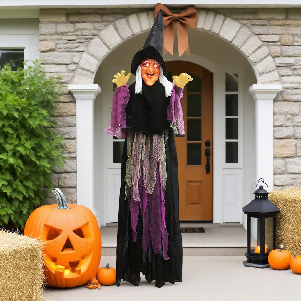 ZTTD Life Size Hanging Witch Halloween Decor (71 Inches) | Sound & Touch Activated Talking Halloween Decorations | Witch Props Excellent Choice for Haunted House | Indoor & Outdoor Animated Prop