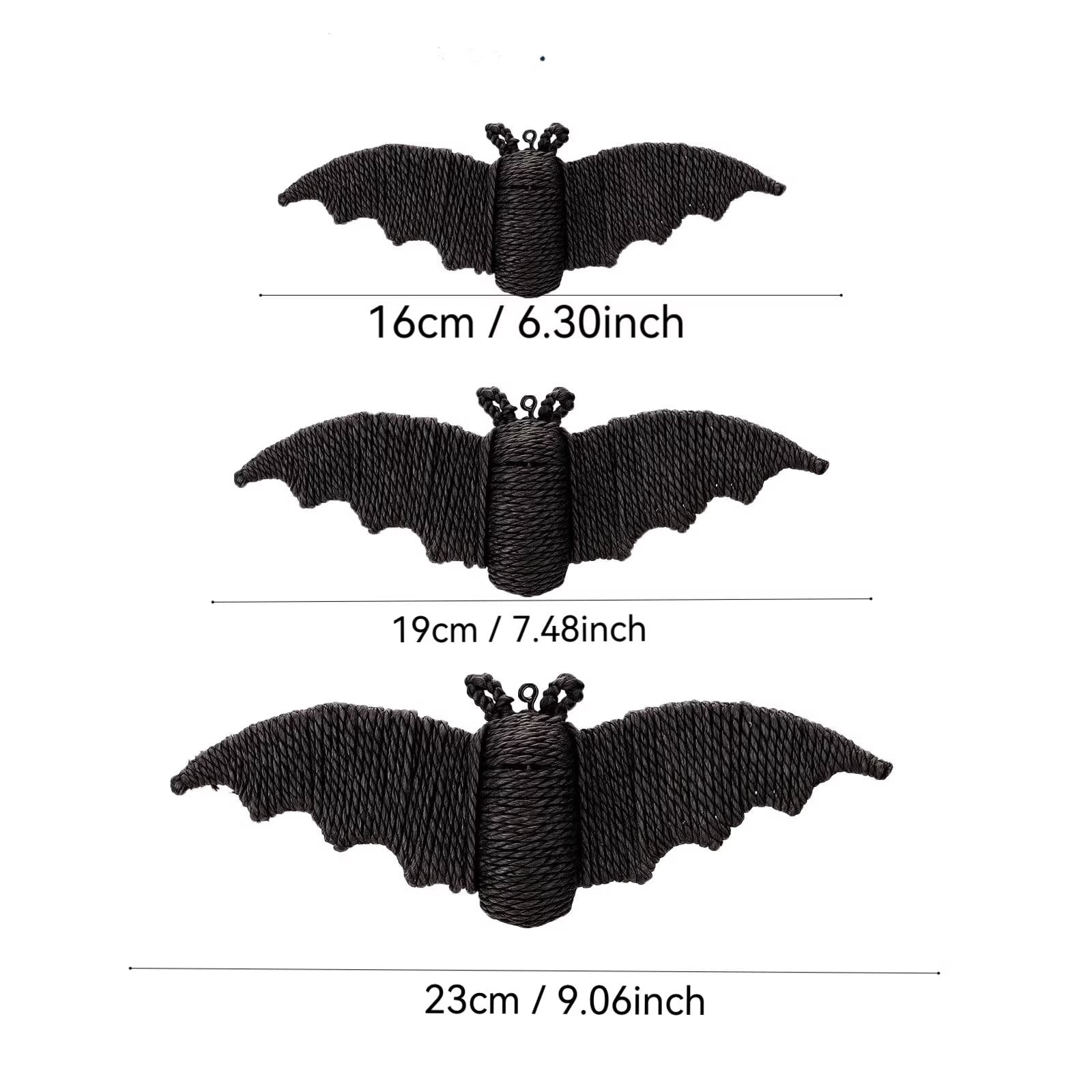 Clearance Halloween Hanging Bat Decoration, 3D Hand-Made Woven Bat Decor, Realistic Scary Fake Black Hanging Flying Bat, Spooky for Indoor Outdoor Yard Porch Lawn Decorations