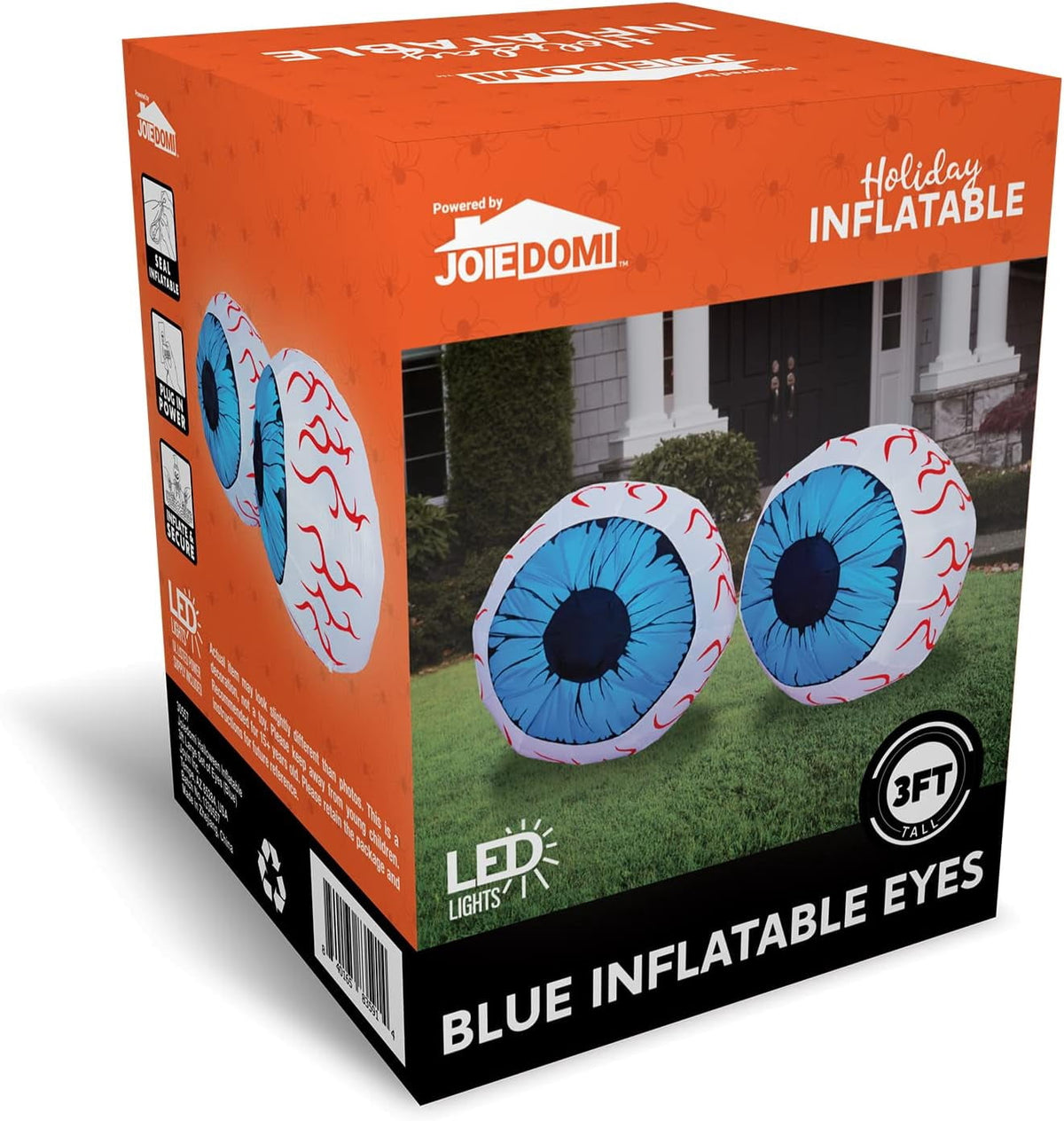 Joyfy 2 Pack Halloween Inflatable Eyes Decoration with Build-in LEDs,3 ft Blow Ups Green Eyes for Yard,Halloween Decor Outdoor with LEDs Party Supplies Blow up Decoration