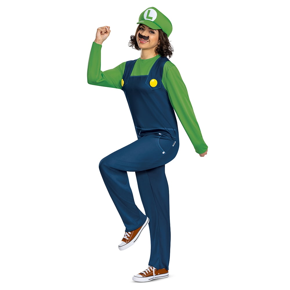 Nintendo Super Mario Bros. Luigi Halloween Costume for Adults, Mens Size XL (40/42), by Disguise