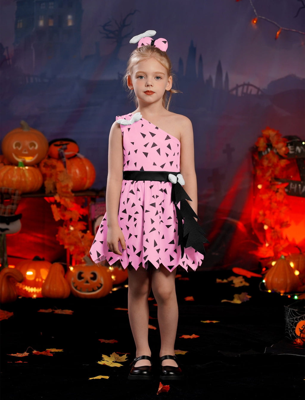 Kids Baby Bam Bam Costume Flintstone Costume Caveman Cavegirl Historical Stone Age Themed Birthday Outfit for Girls Boys Halloween Cosplay Dress Up Photo Shoot 2-3 Years Girl - Orange