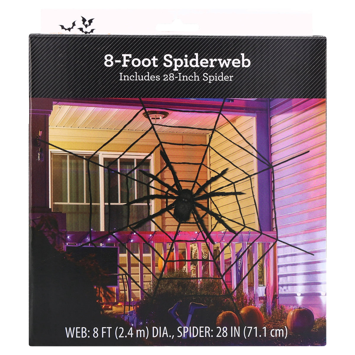Giant Spider Web with Spider Decoration, Black, 8', Halloween by Way To Celebrate