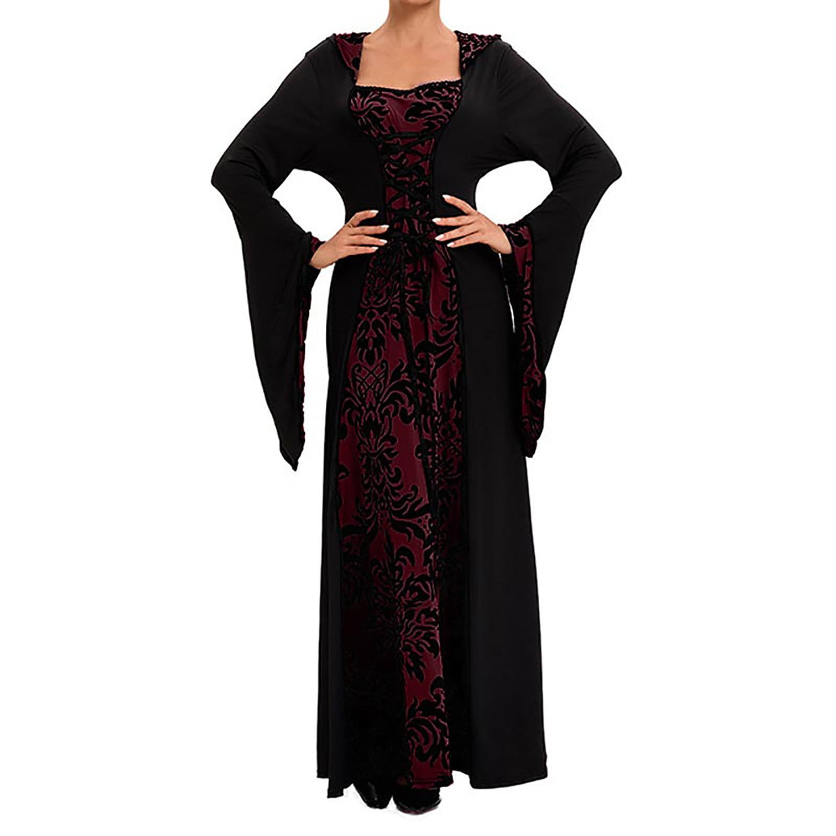 LYXSSBYX Maxi Dresses for Women Women's Long Sleeve Neck Dress Floor Length Cosplay Dress Plus Size Dress