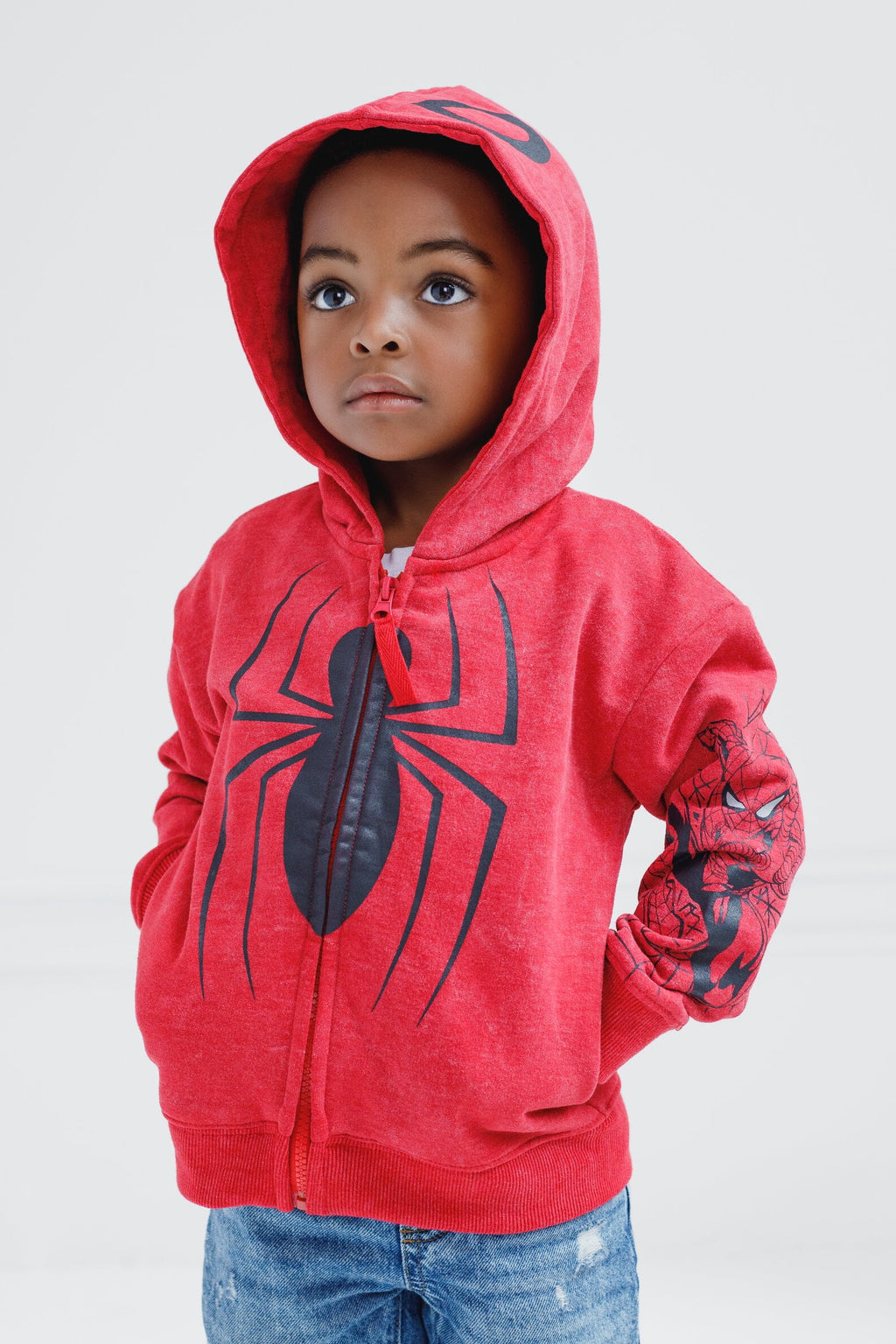 Marvel Spider-Man Little Boys' Cosplay Fleece Zip-Up Hoodie Miles Morales Black