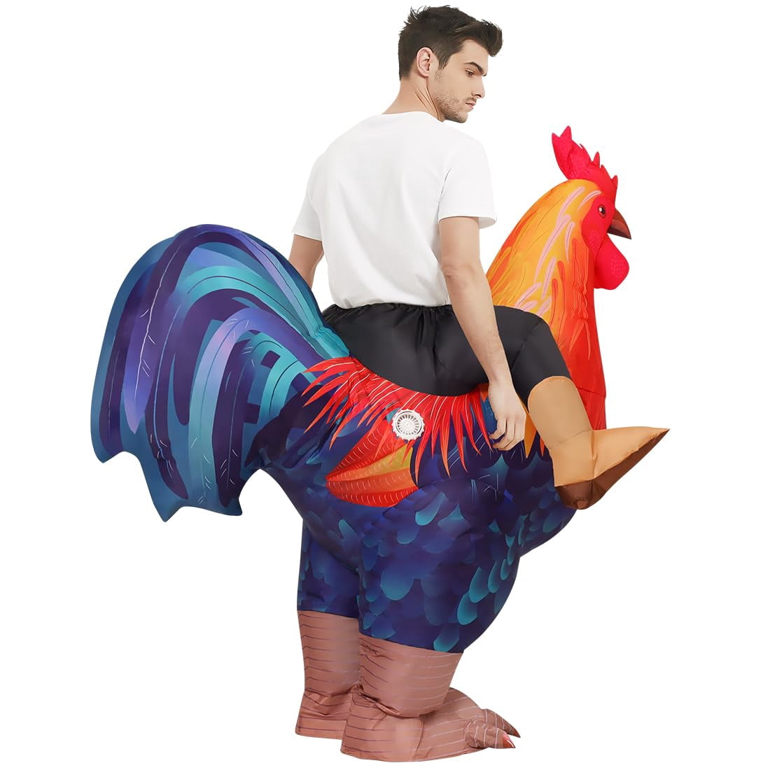 COMIN 72 inch Inflatable Chicken Costume Rooster Adult Suit Funny Cosplay Halloween Costume for Men Women Birthday Party