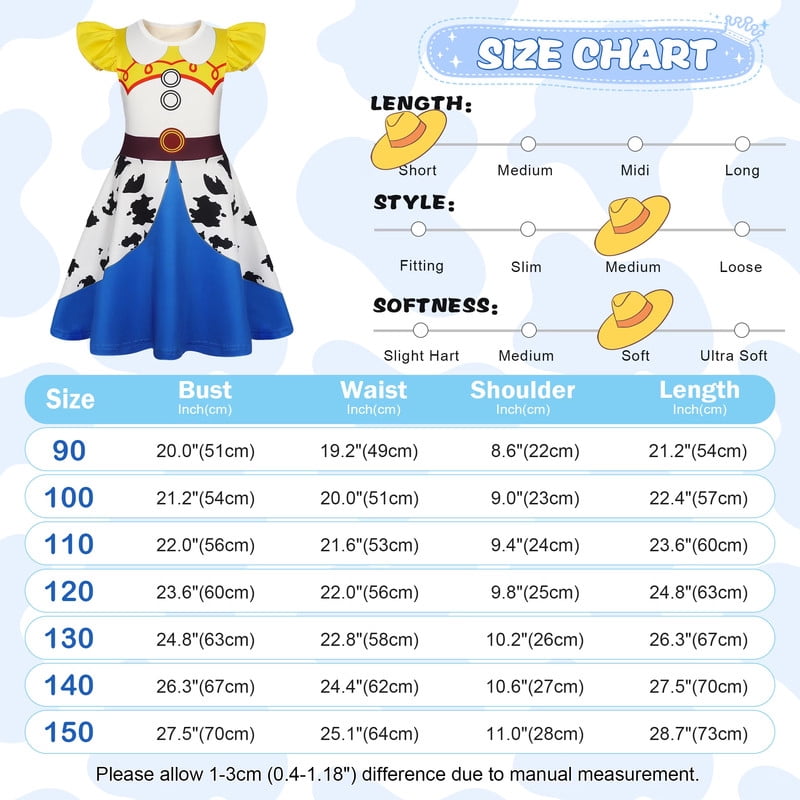 Benylion Cowgirl Costume for Girl Summer Dress Western Dress Up Outfit for Kids Halloween Cosplay Party Dresses Ruffle Sleeve for 5-6 Years