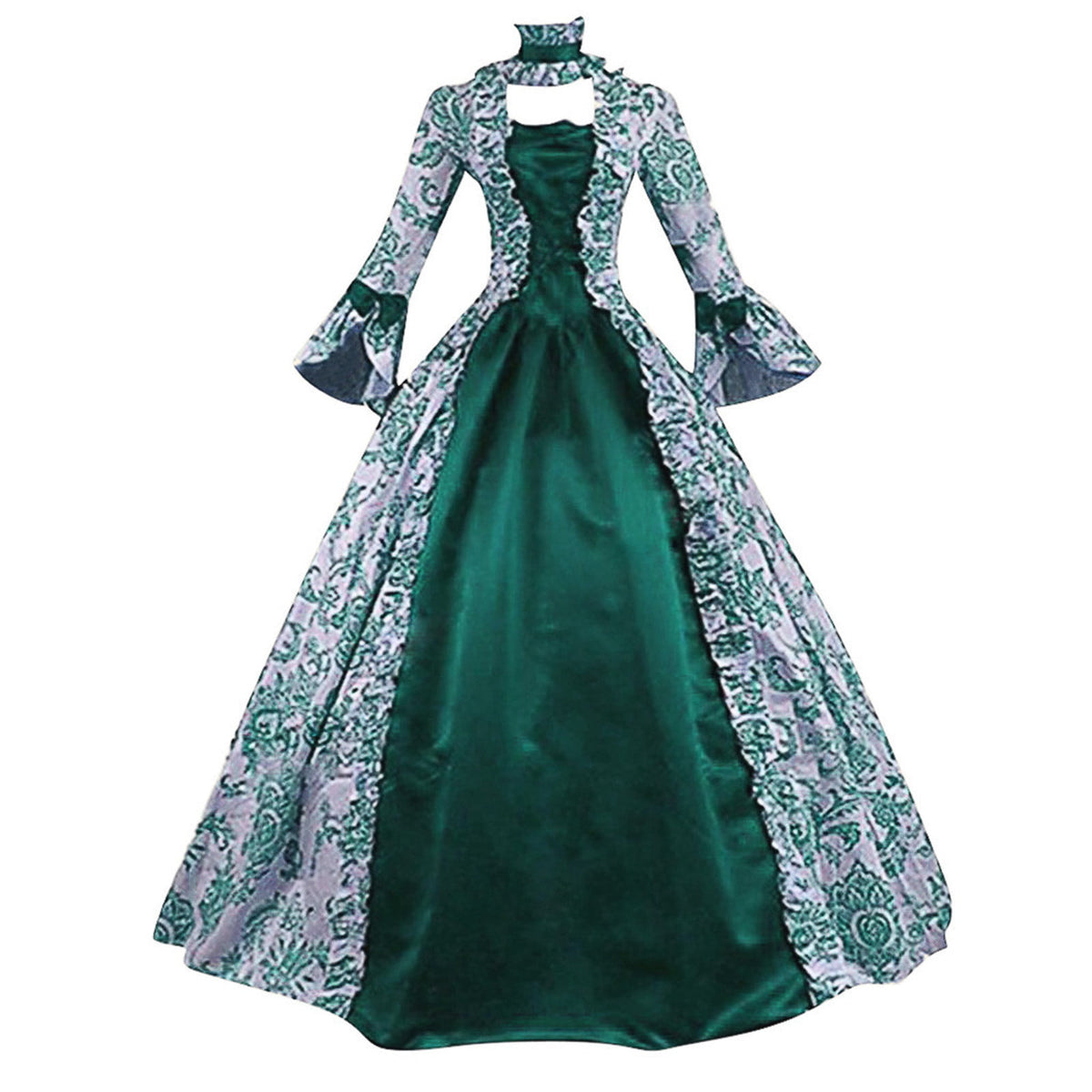 DDAPJ pyju Medieval Dress for Women Evening Masquerade Ball Gowns Vintage 1700S Victorian Renaissance Costume Green XXXXXL