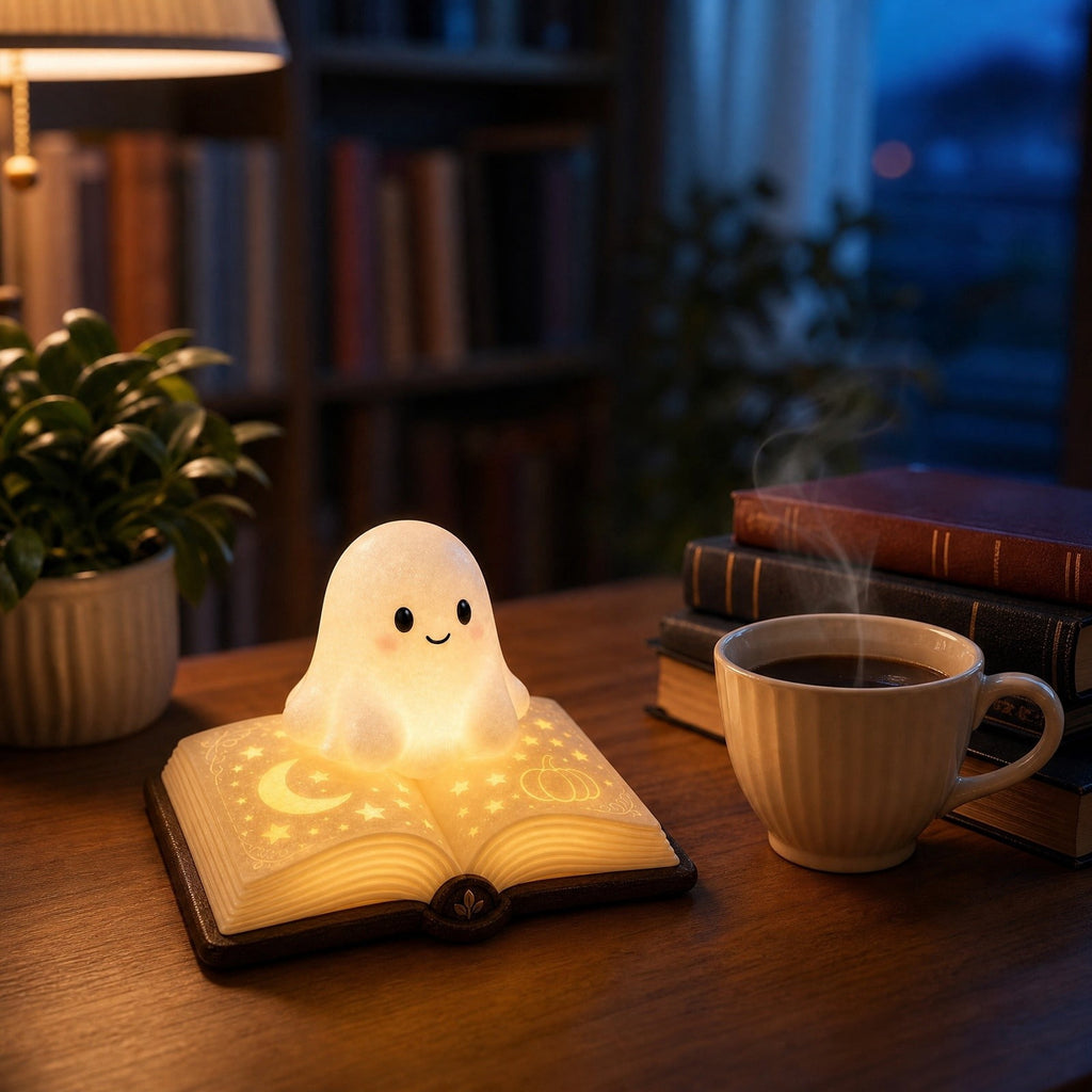 YZEGDCH Halloween 3D Ghost Campfire Flickering Night Light 2 Funny Roasting Marshmallows at Campfire LED Electric Faux Flameless Campfire Nightlight Funny Halloween Decor