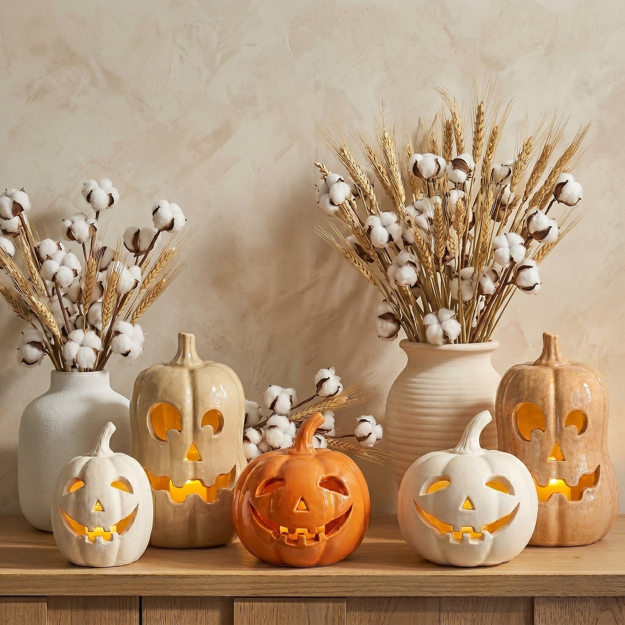 Halloween Handcrafted Jack-O'-Lantern, 5.5" Hand-Carved Pumpkin Decor, Durable Kiln-Fired Autumn Halloween Centerpiece for Indoor Tabletop, Mantle & Fall Home Decoration 2026