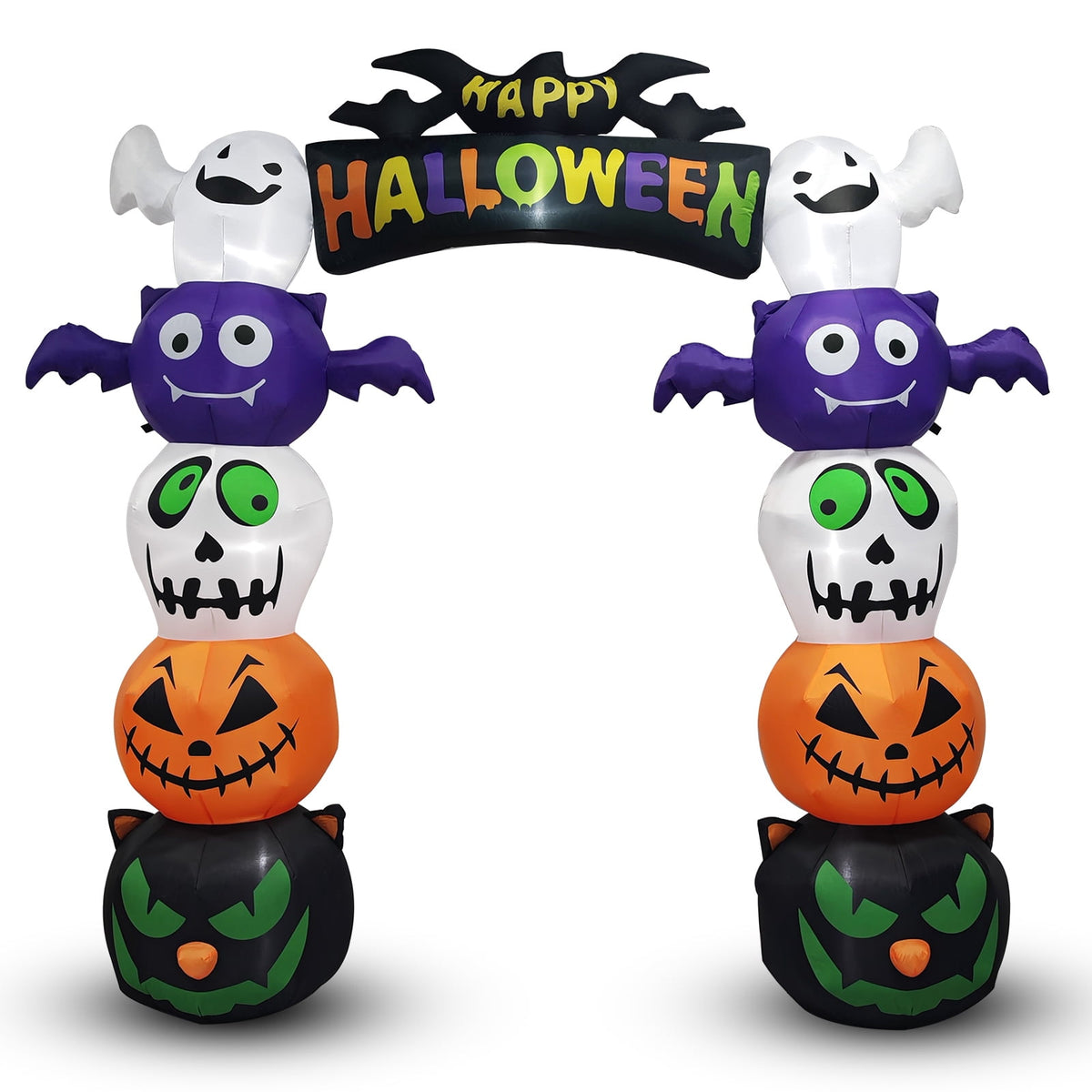 UBesGoo 8.2' Halloween Inflatables Pumpkin Ghost Archway , Blow up Hallowee Decorations with Built-in LED Lights for Holiday