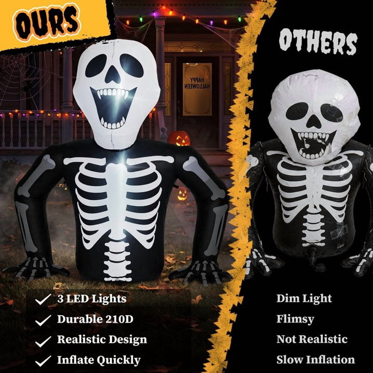 Ktaxon 6' Halloween Inflatables Skeleton Outdoor Halloween Decoration Emerging Skeleton,Built-In LED