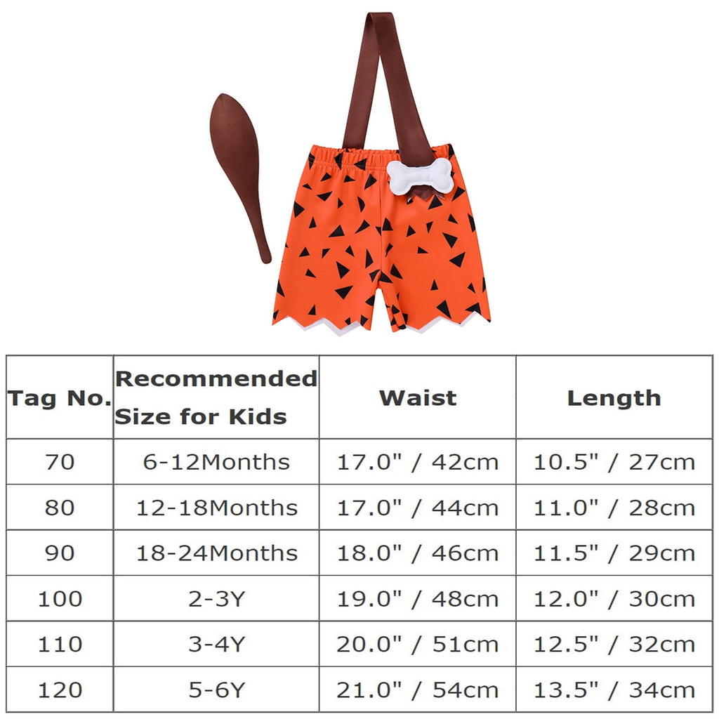 Kids Baby Bam Bam Costume Flintstone Costume Caveman Cavegirl Historical Stone Age Themed Birthday Outfit for Girls Boys Halloween Cosplay Dress Up Photo Shoot 2-3 Years Girl - Orange